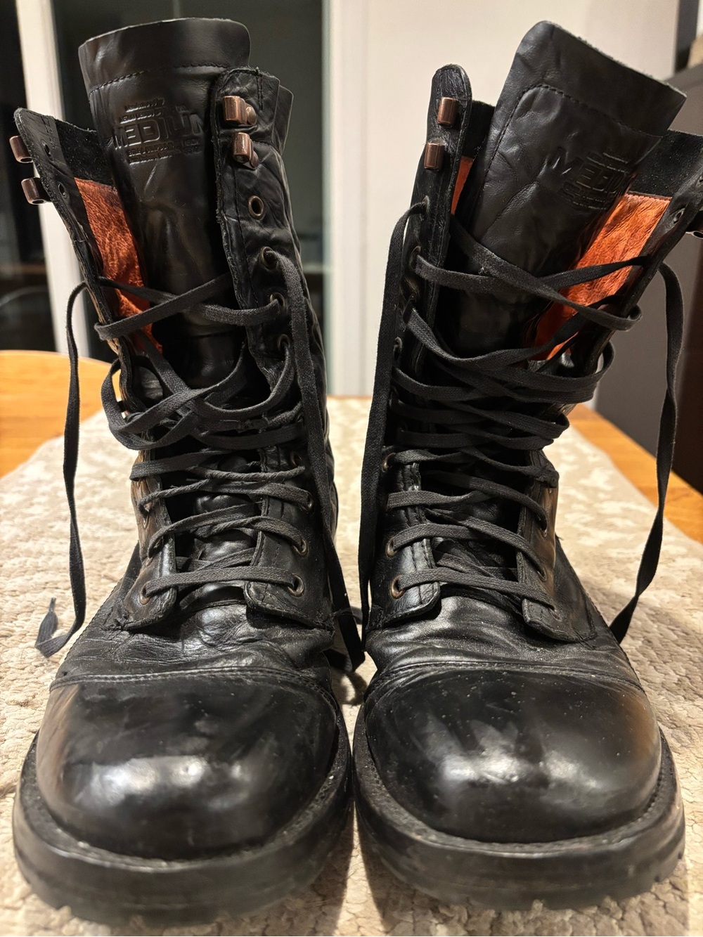 M3dium Men’s Military Officer Combat Boots Vibram Black Size 8  ***WITH FLAWS***